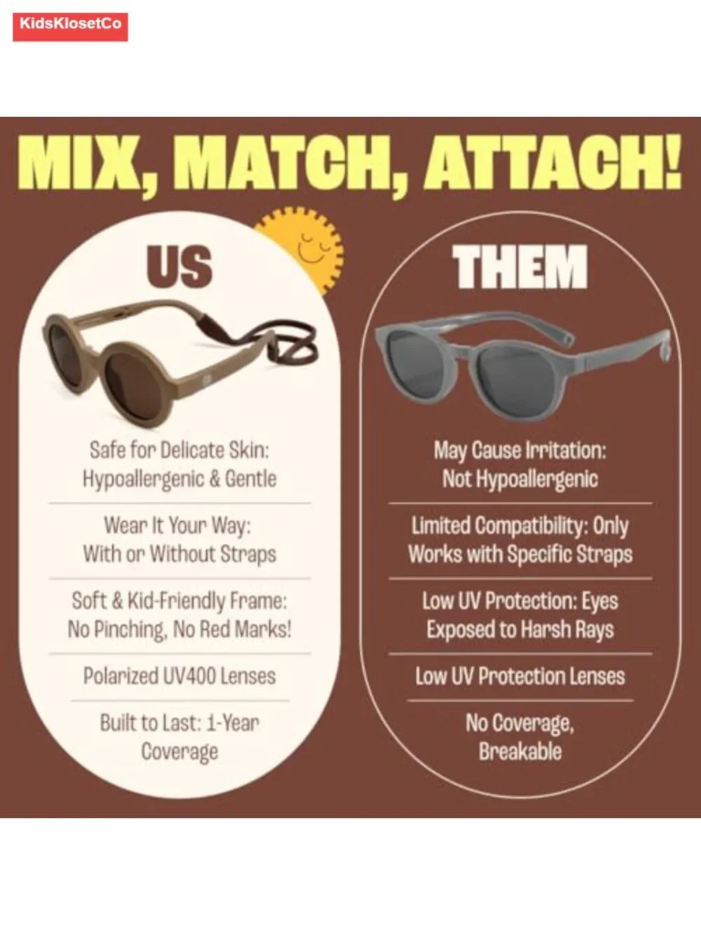 Kids Polarized Sunglasses - Unbreakable UV Protection with Strap